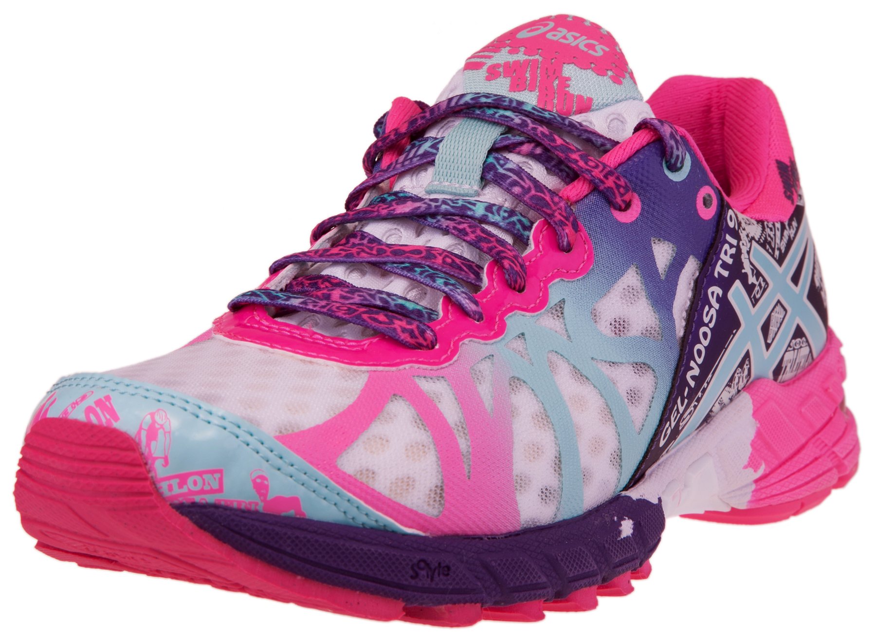 ASICS Women's Gel-Noosa Tri 9 Running Shoe (7.5 B(M) US, White/Blue/Pink)