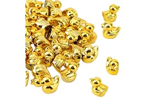 100pcs Mini Golden Ducks, Resin Tiny Gold Duck Figures Collectible Little Animal Statue for Micro Garden Landscape Cake Small