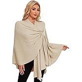 PULI Womens Elegant Cross Front Shawl Wraps Knitted Ponchos Cape Light Weight Poncho Sweater Soft Warm Travel Wraps