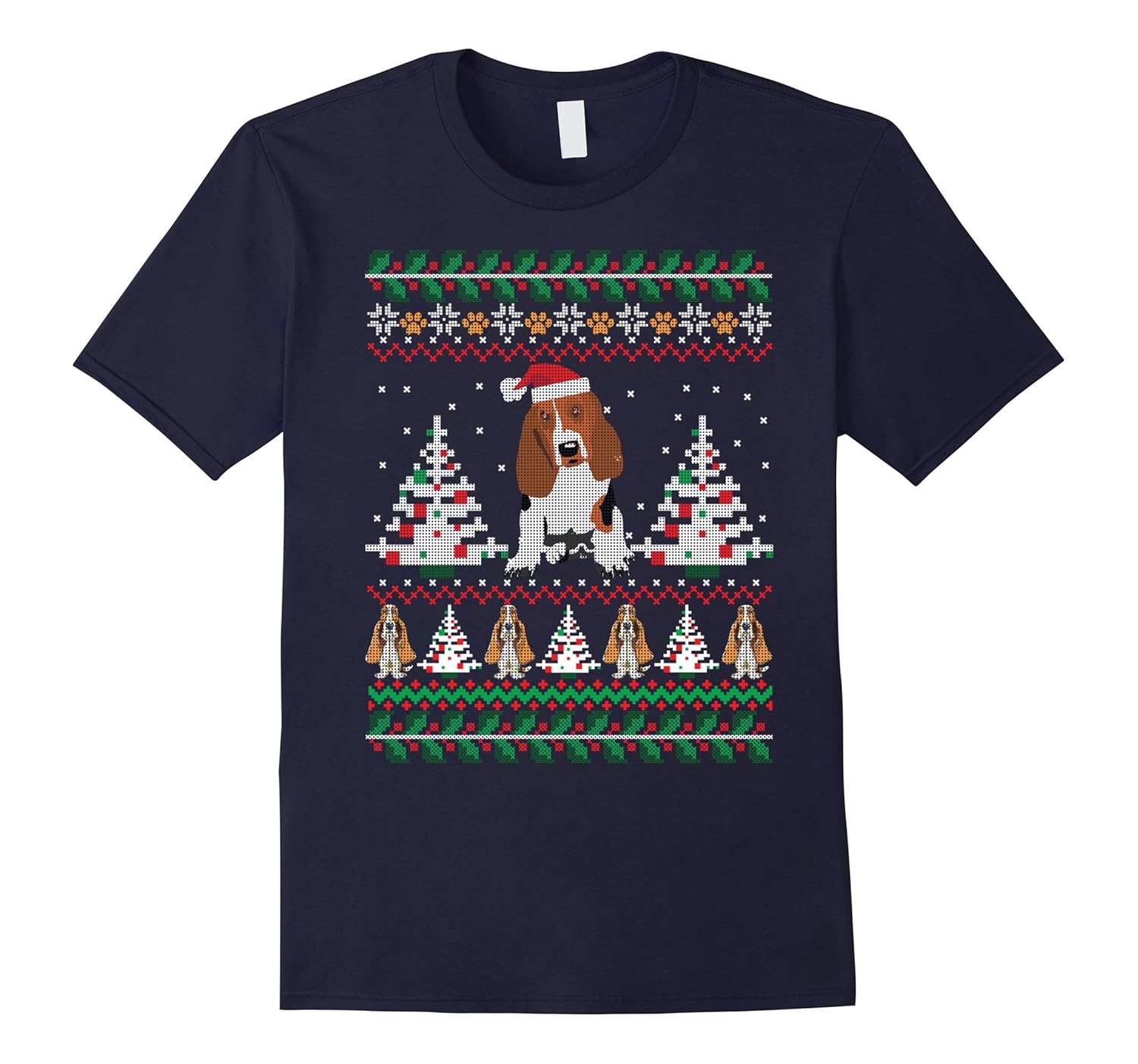 Basset Hound Ugly Christmas Sweater Funny Dog T-Shirt-ANZ