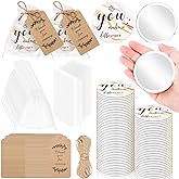 Tradder 50 Sets Compact Mirrors Bulk Women Gift Inspirational Appreciation Employee Thank You Christmas Small Purse Pocket Stuffer Item Makeup Mini Mirrors for Coworker Bridal Souvenir Bag(White Gold)