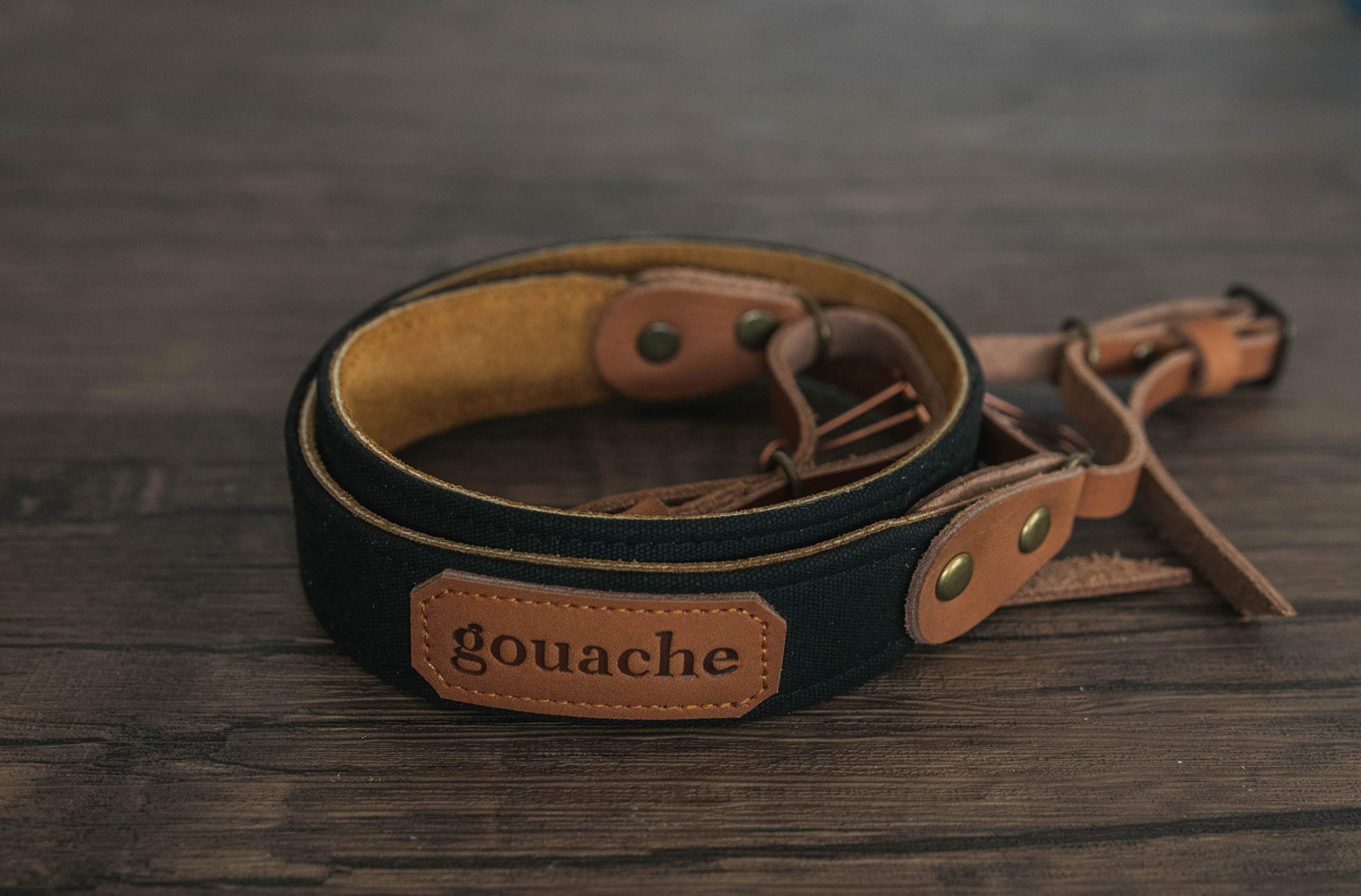 Handmade Waxed Canvas and Leather Camera Strap (Black) by Gouache Bags