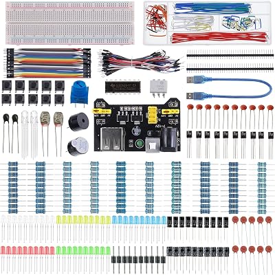 BOJACK 37 Values 480 Pcs Electronics Component Kit with Breadboard USB Cable