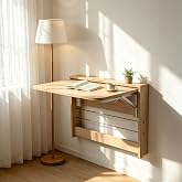 SKVSKV Folding Wall Table, Fold Down Table Wall Mounted, Floating Desk for Wall, Functional Hanging Desk for Home Office Workstation, Laundry Room, Kitchen Dining (24.8 * 16.3inch, Wood Color)