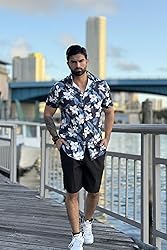 COOFANDY Men's Hawaiian Matching Set Summer Beach 2