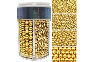 Sentovac Gold Pearl Sprinkles for Cake Decorating 4 Sizes Mix Fancy Sprinkles Cake Topper Cupcake Cookie Baking Decorations H