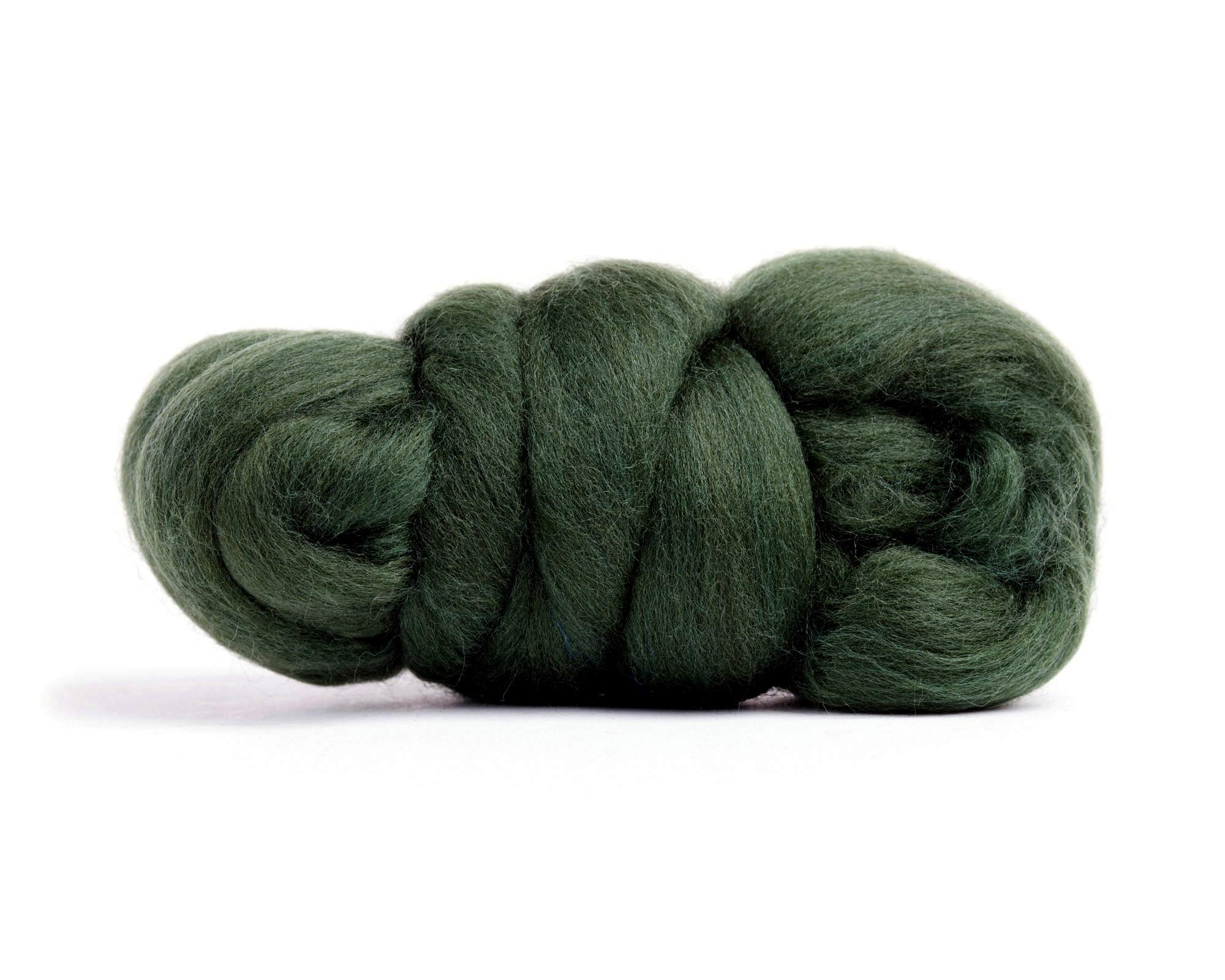 Desert Breeze Distributing 100% Natural Merino Wool Roving - Premium Combed Top Merino Roving Wool - Tapestry, Spinning, Wet Felting & Needle Felting Supplies - 21.5 Micron - 1 oz, Color Bottle Green