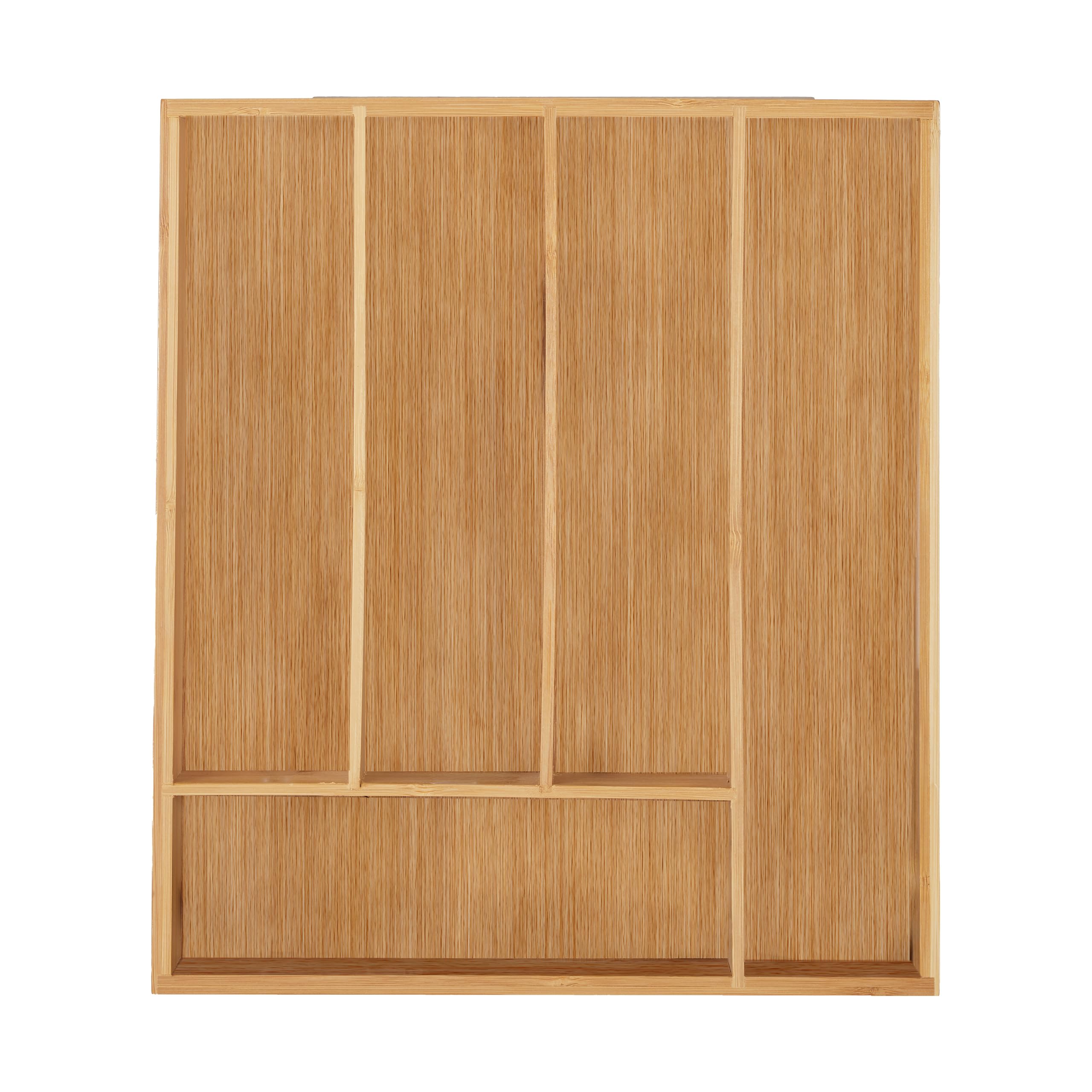 Relaxdays Cutlery Tray, 5 Compartments, Bamboo, 5 x 30 x 34 cm, Kitchen Drawer Insert for Silverware & Utensils, Natural