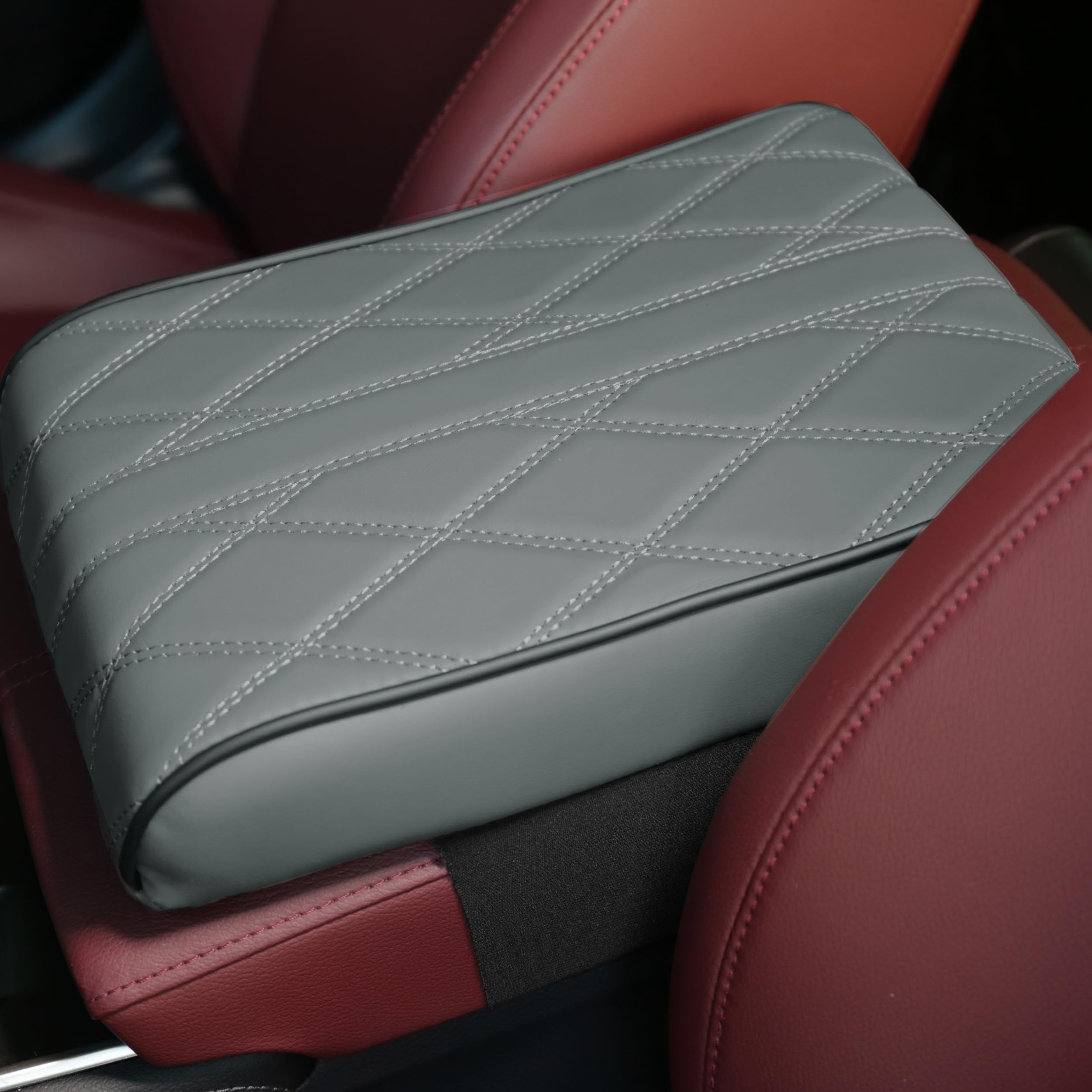 Nastassja Leather Armrest Cover for Car Center Console Universal Suit for Most Vehicle, SUV, Truck Car Accessories(Grey for Men and Women)