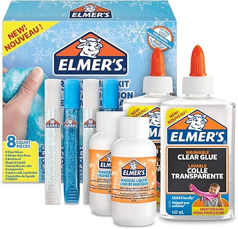 Elmers Kit Pour Slime Givré Colle Transparente Stylos Colle Pailletée Liquide Magique Activateur Lot De 8 Produits