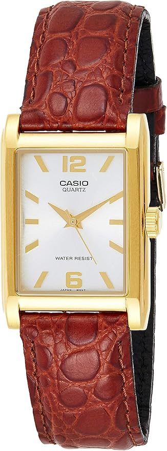 Casio MTP-1235GL-7ADF - Reloj (Reloj de pulsera, Acero inoxidable, Oro, Cuero, Marrón, Mineral)