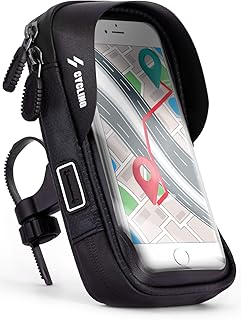 ONEFLOW® Wasserfeste Lenkertasche mit bedienbarem Sichtfenster für Samsung A + J Reihe | Inkl. Kabelöffnung + Sonnenvisier und Karten- + Geldfach, Schwarz