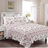 Amazon.com: King Size Quilted Bedspread Blue Flowers
