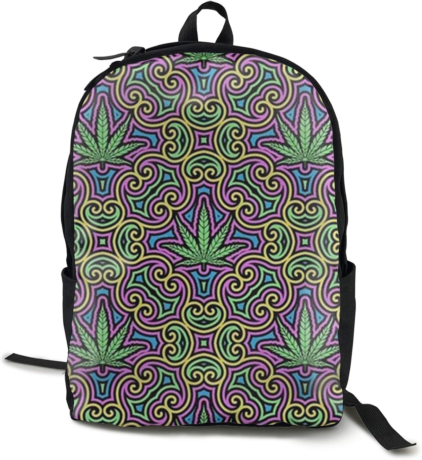 Marijuana Weed Leaf Backpack Shoulders Bag Travelling Knapsack Portable