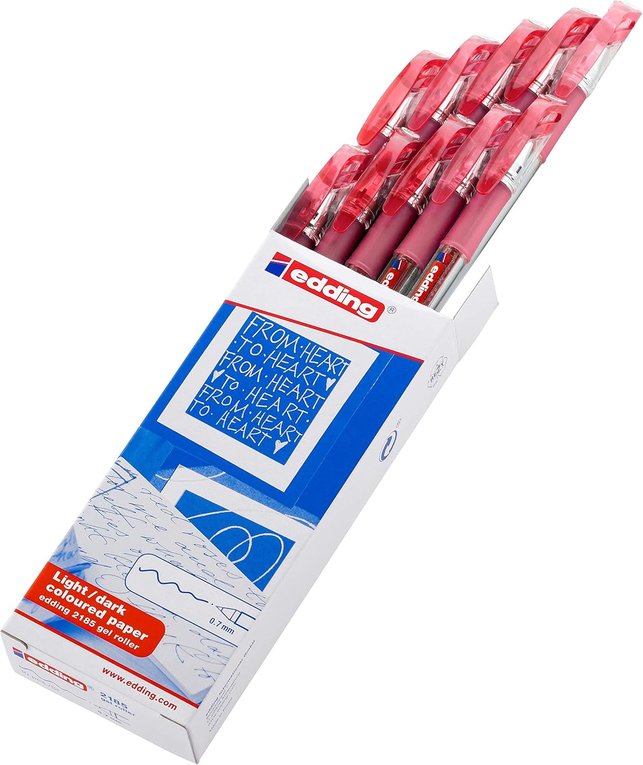 edding 2185 gel roller - red - box of 10 - 0.7 mm - gel pen for writing drawing, colouring mandalas, bullet journals - colour gel pen - Image 3