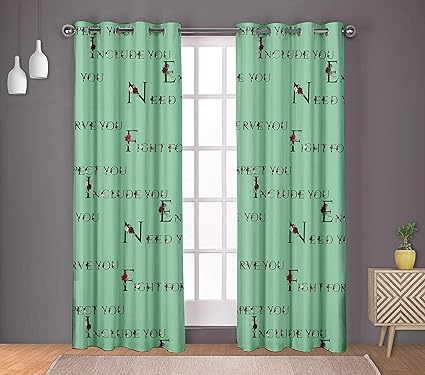 S4sassy Cotton Duck Quotes Text Green Double Panel Eyelet Living