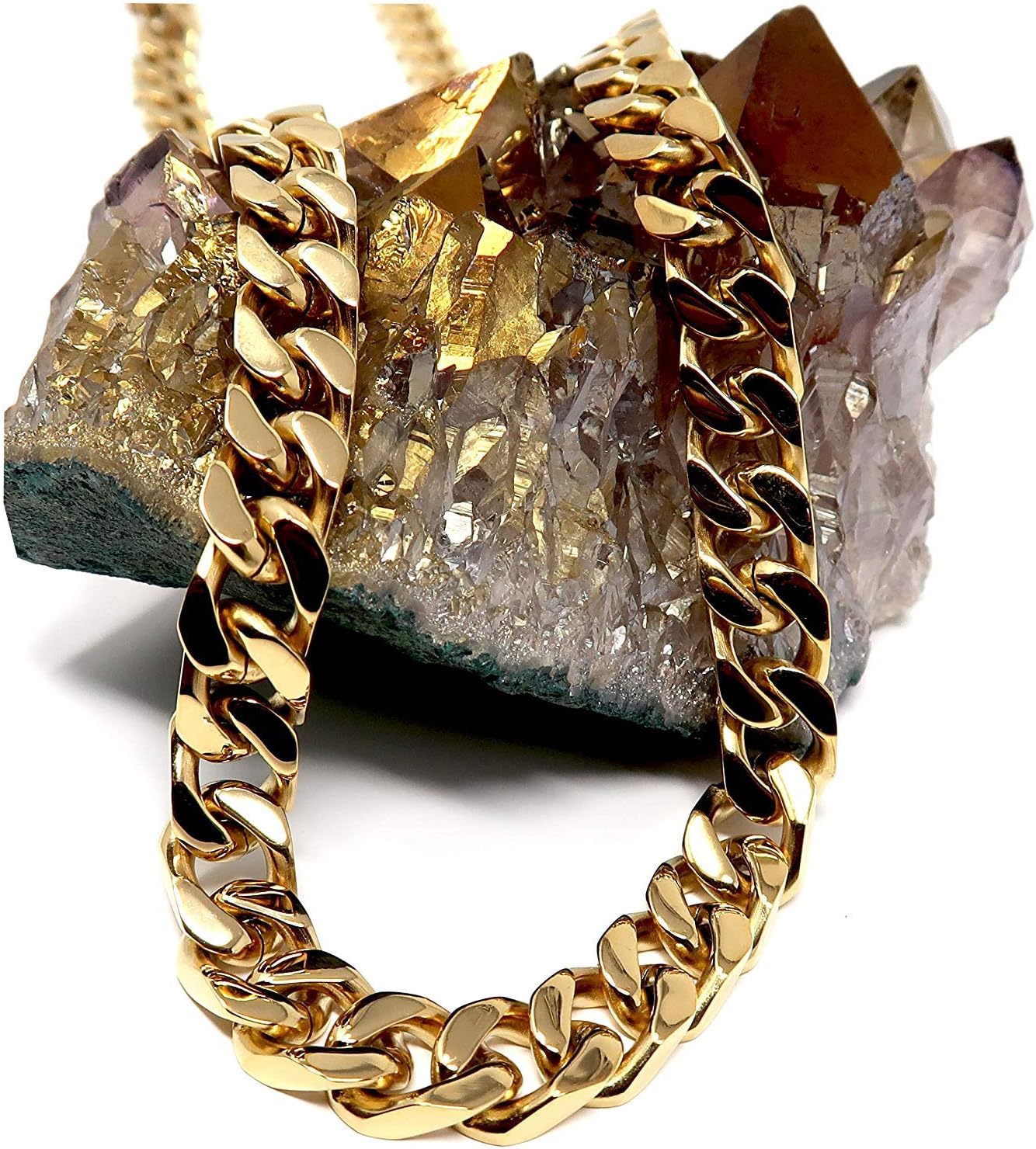 14ct Gold Cuban Link Chain Necklace for Men Real 9MM 14K Karat Diamond Cut Heavy w Solid Thick Clasp