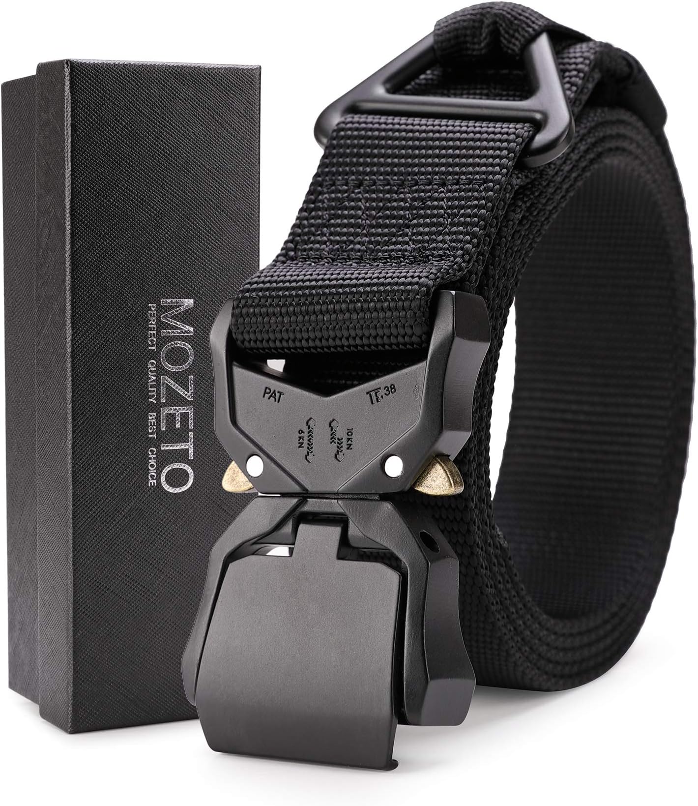 MOZETO Tactical Belt, Military Style 1.5 Inches Durable Nylon Web Belt with Quick-Release Heavy-Duty Metal Buckle Rigger Cobra Belt