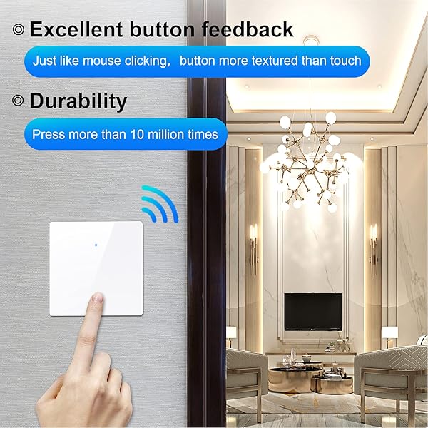 Smart Lichtschalter Wifi Lichtschalter Alexa Kompatibel mit Smart LifeTuya App und Alexa und Google Home APP FernbedienungSprachsteuerung und Timing Funktion Nullleiter Erforderlich1 weg