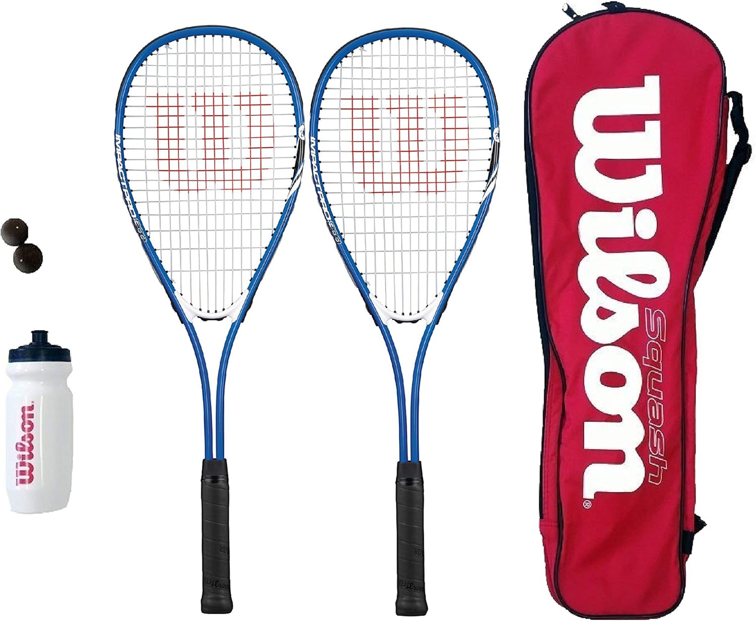 Wilson Impact Pro Squash Racket Set + Balls + Water Bottle BigaMart