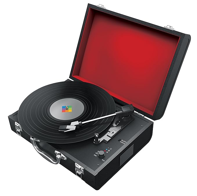 Polaroid Portable Bluetooth Turntable with Speakers for