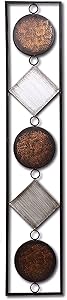 WHW Whole House Worlds Modernist Floating Circles and Squares, Rectangle Frame Metal Wall Art, Artisan Crafted, Rustic Gray, Bronze,Gold and Silver Painted Iron, Over 3 Ft Long, Plaque