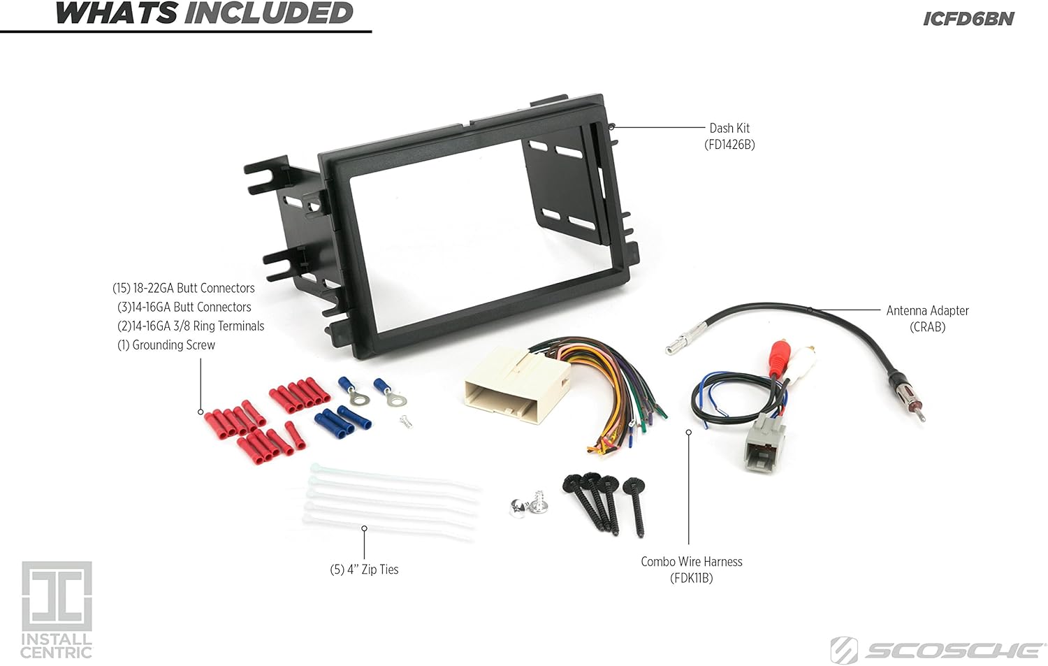 Scosche Dash Kit for 2004 - Up Ford Double Iso Din Kit, Black: Car Electronics