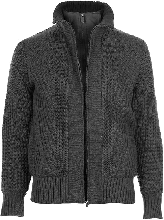 Firetrap Mens 2 Zip Lined Knit Jacket Knitwear Coat Top Long Sleeve Cotton Charcoal S Amazon.co