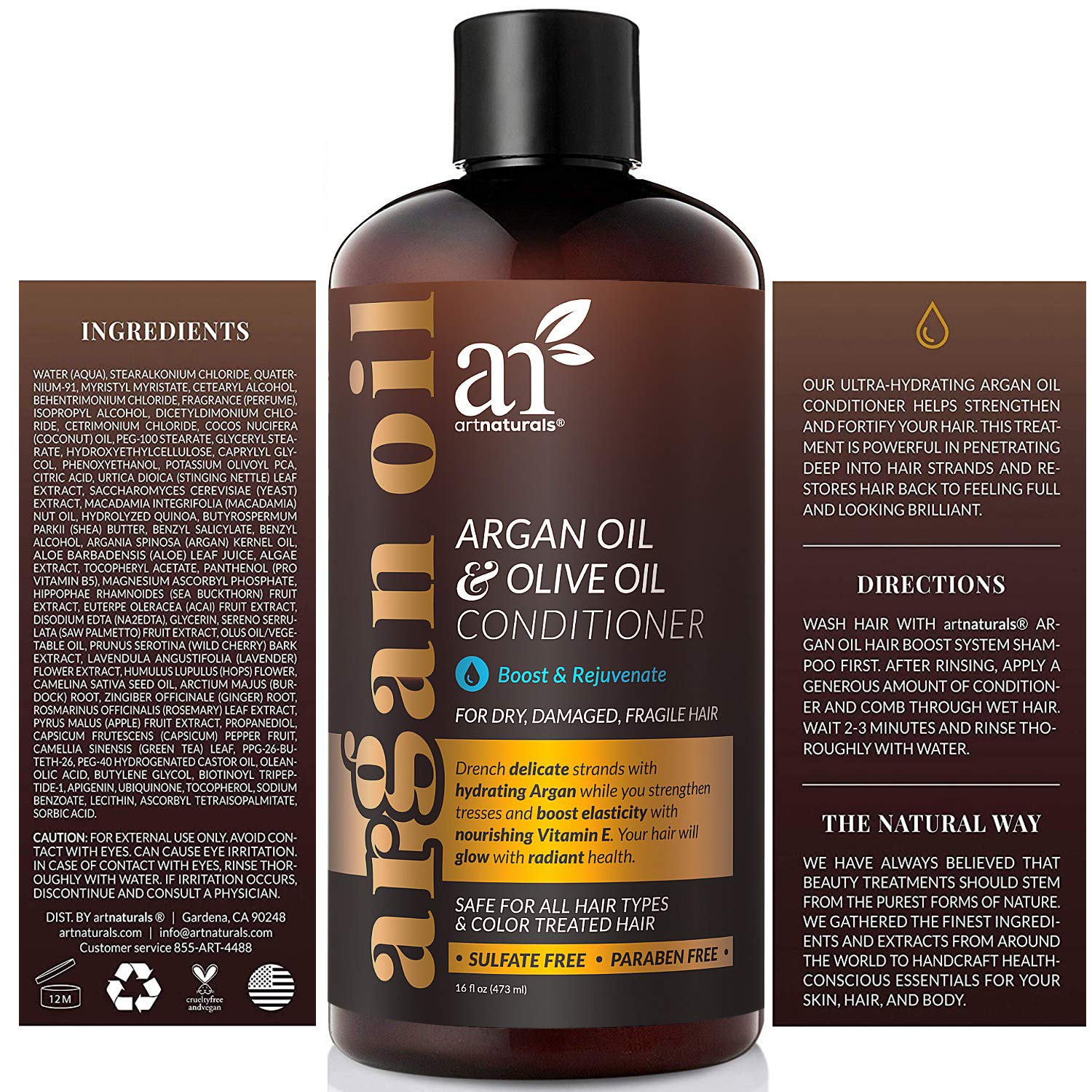 ArtNaturals Argan Hair Growth Conditioner - (16 Fl Oz / 473ml) - Sulfate Free - Treatment for Hair Loss, Thinning & Regrowth - Men & Women - Infused with Biotin, Argan Oil, Keratin, Caffeine: Beauty