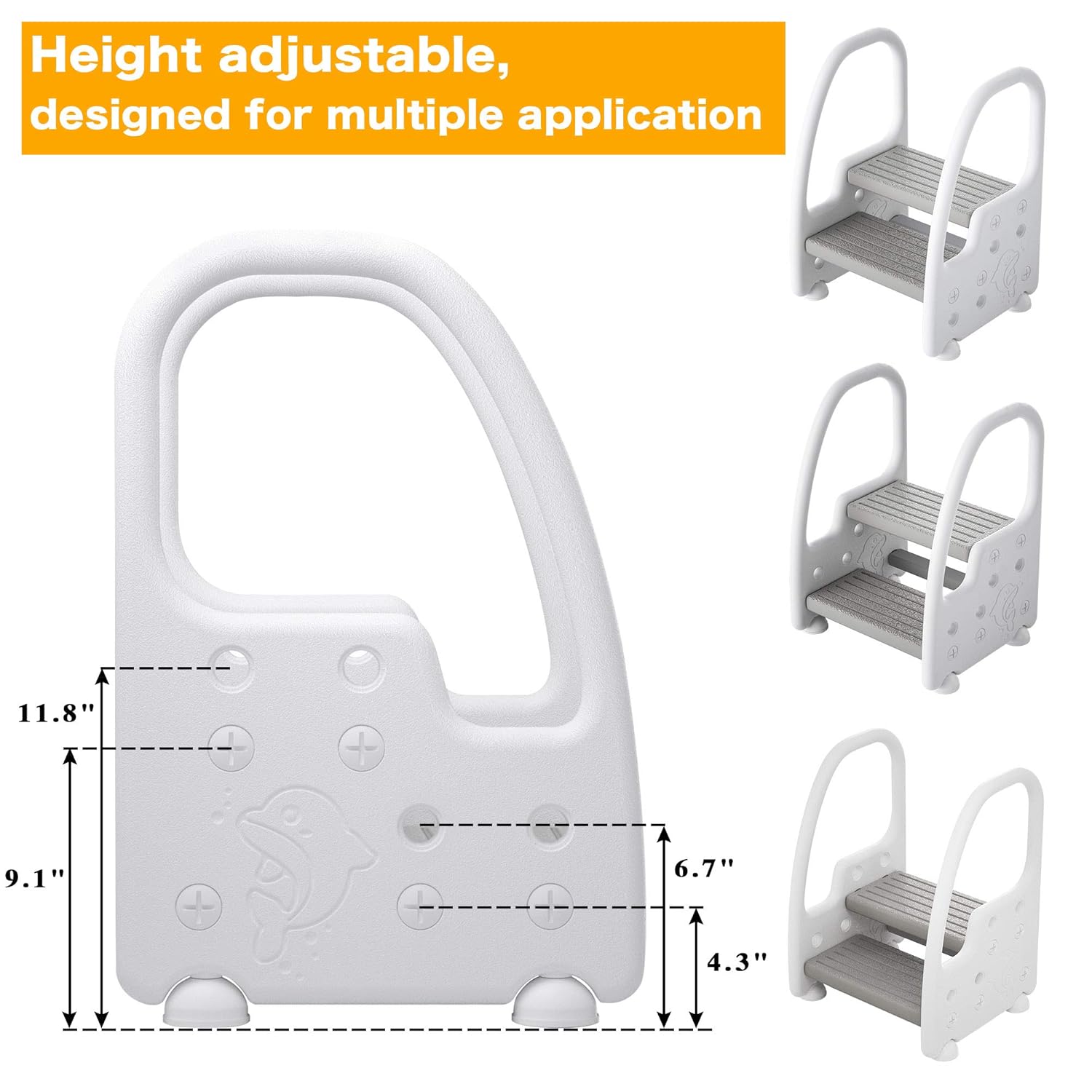 Height Adjustable Two Step Standing Stool with Handles Non-Slip Safety for Toddlers Children Kids Potty Training Kitchen Helper Learning Tower, Mangohood : Baby