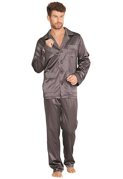 FOREX Lingerie edler und hochwertiger Satin-Pyjama Herren-Schlafanzug Hausanzug im tollen Design