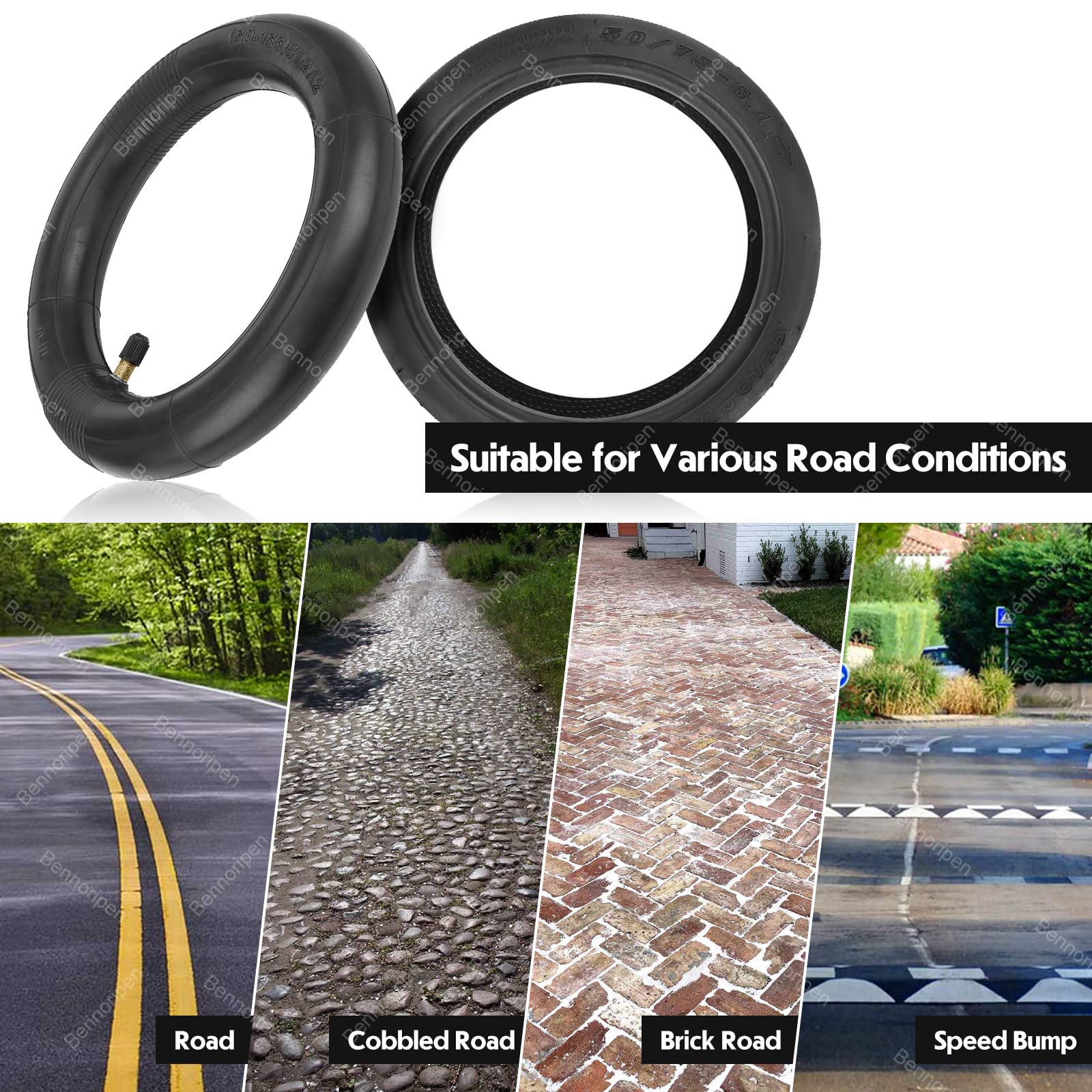 8.5 Inches Electric Scooter Tires 50/75-6.1 Compatible for Gotrax Gxl V2/Xiaomi M365/Pro/1S Electric Scooter Outer Tire 8 1/2X2 Tube Tire Replacement Inner(Straight Valve Stem)(1 Set)