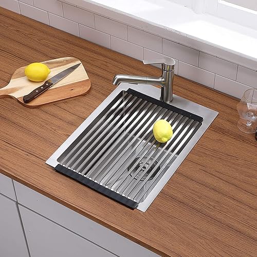 VESLA HOME 15x20 Inch Drop-In Bar Sink, Black Stainless Steel, Single Bowl For Wet Bar, Prep, Laundry, RV, Outdoor