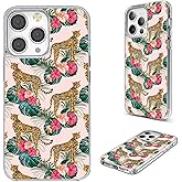 AKORAVO for iPhone 13 Pro Max Case for Women Girl Men, Full Protective Shockproof Slim Soft TPU Clear Phone Cover Cases Design for iPhone 13 ProMax,Animal Leopard Tropical Palm Leaves Flower Floral
