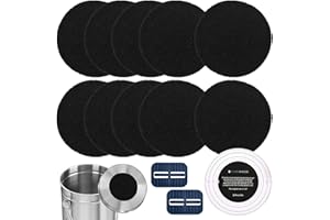DAILY TREASURES PURIMADE 10Pack 7.25 Inch Charcoal Filters for Compost Bucket with Cutting Template & Trash Can Bag Holder Clip, Universal Size Compost Bin Filter, Compost Filters for Countertop Bin