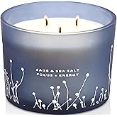 White Sage Sea Salt 3 Wick Candle - Large Soy Scented Candle 14.5 oz - Sage Candle for Cleansing House - Aromatherapy Energy Cleansing Candle for Home, Stress Relief, Women & Men