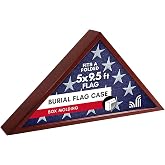 Americanflat Large Flag Display Case for Folded 5x9.5' Burial Flags - Engineered Wood Display Box for Wall or Tabletop - Silhouette Collection - Mahogany