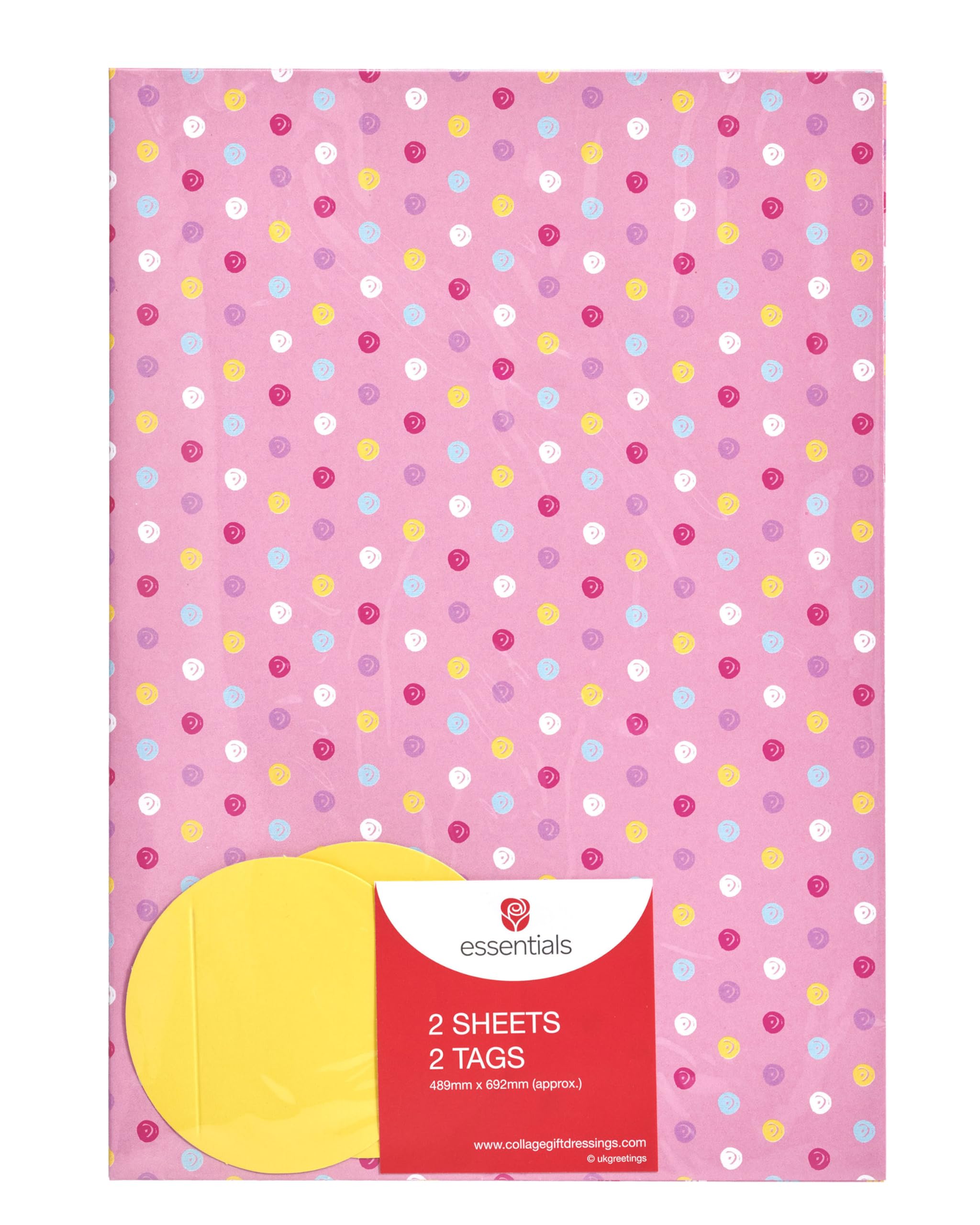 UK Greetings Wrapping Paper for Her/Friend - Pink Polka Dot Design