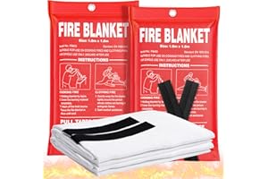 Andyssey Fire Blanket 2 Pack - 40" x 40" Prepared Emergency Fire Blanket for Home and Kitchen, RV, Grill, Fireplace, Safe & Easy for Young Adults and Elderly Living Alone