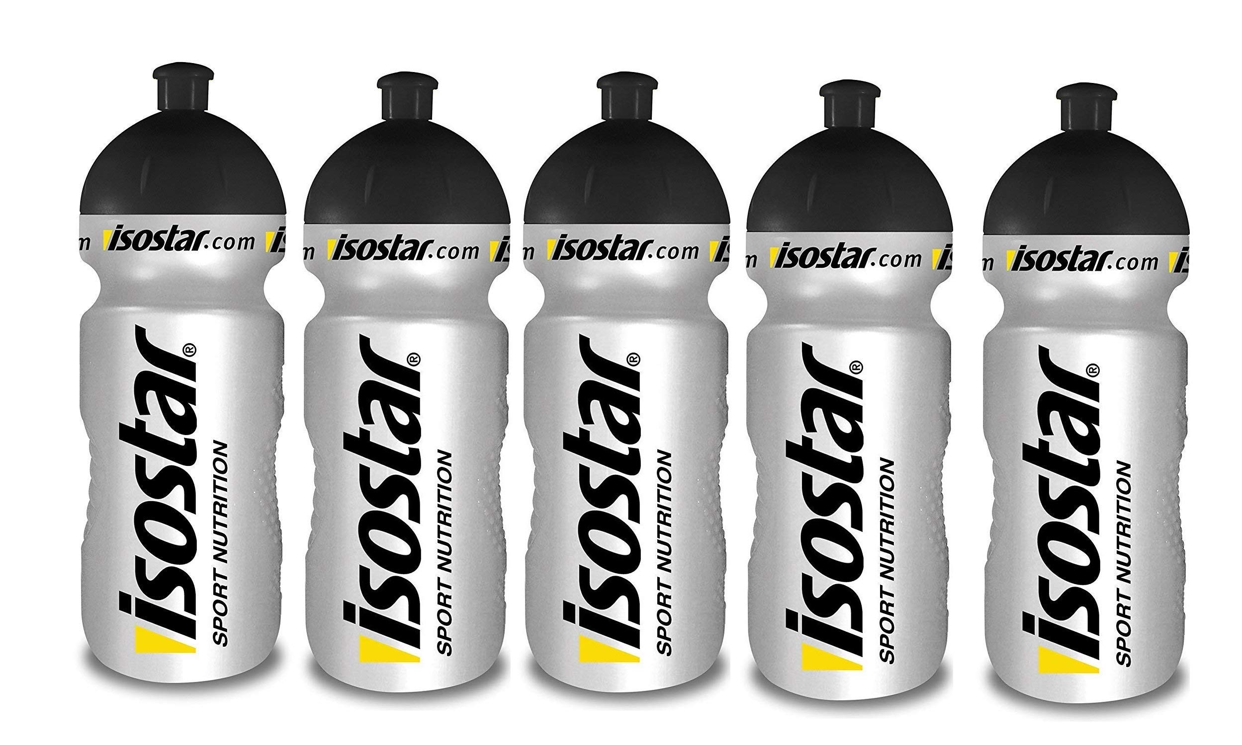 Isostar Sport water bottle 500-650 ml - BPA-free - Water bottle for running, cycling, gym, hiking - Practical and leak proof push & pull closure, (5x500 ml)