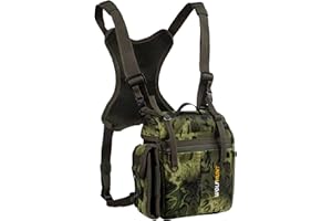 WOLFHUNT Binocular Harness Chest Pack Magnetic Closure, Bino Case with Detachable Rangefinder Pouch, Camouflage Bino Bag with