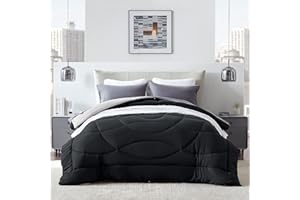 SLEEP ZONE Queen Comforter Duvet Insert, Down Alternative Reversible Comforter, Lightweight, Soft and Breathable Bedding All 