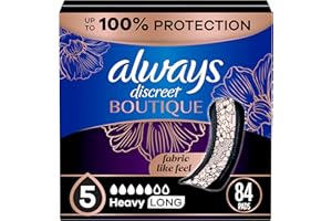 Always Discreet Boutique Adult Incontinence & Postpartum Pads For Women, Size 5, Heavy Long Abondant longues, 28 Count x 3 Packs (84 Count total) (Packaging May Vary)