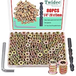 Twidec/80PCS 1/4"-20 Threaded Inserts for Wood
