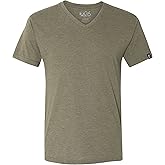 Men's Tri-Blend Soft Wash Jersey V Neck Everyday Plain and Heather T-Shirts Camo Green