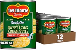 Del Monte Fresh Cut No Salt Added Golden Sweet Corn Cream Style 14.75 oz (Pack of 12)