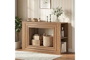 HOOBRO 47.2" Farmhouse Console Table with Adjustable Shelves, Sofa Table with Storage, Wooden Entryway Table with Open Shelve