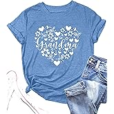 Grandma Tshirts Women Grandmother Life Tee Heart Floral Print Shirts Mama Casual Mother Short Sleeve Top