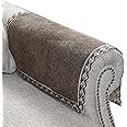 MINJIATEX Couch arm Covers,Non-Slip lace Sofa arm Covers Set of 2 Washable Sofa armrests Covers for Living Room Recliner Chair arm Cover Protectors for Leather Sofa armrest slipcover (HZW-Brown)