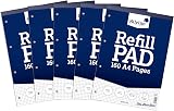 Silvine 160 Page A4 Refill Pad Head Bound 4 Hole Punched White 75gsm 5 Pack
